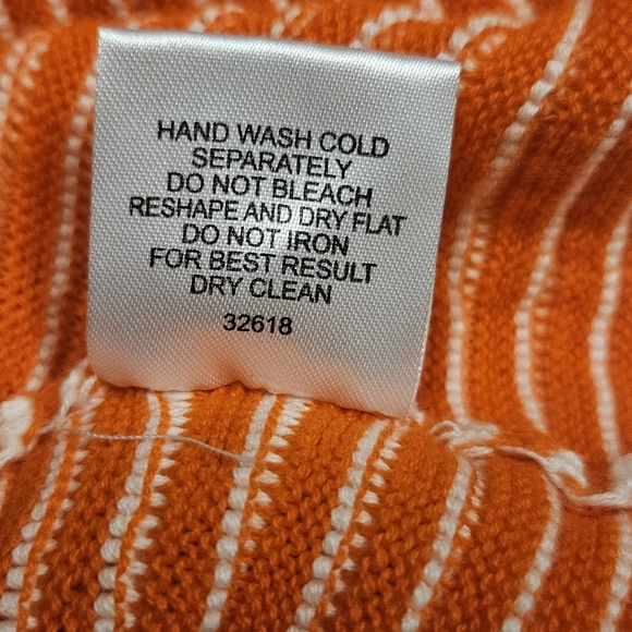 Orange Ribbed knit striped 2 pcs set Cotton long sleeves tops mini Skirt size S - Picture 12 of 12